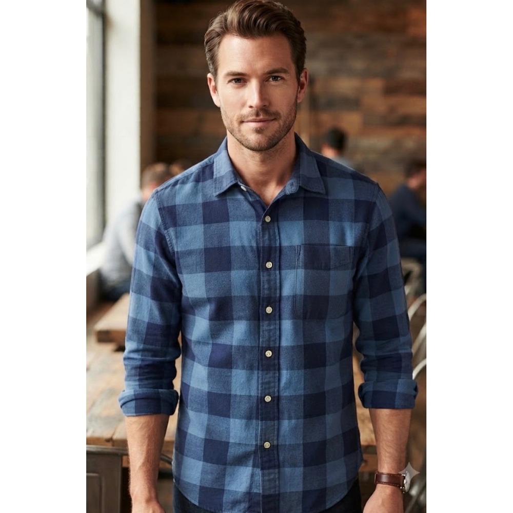 Bonobos Blue Plaid Long Sleeve Button-Down Shirt